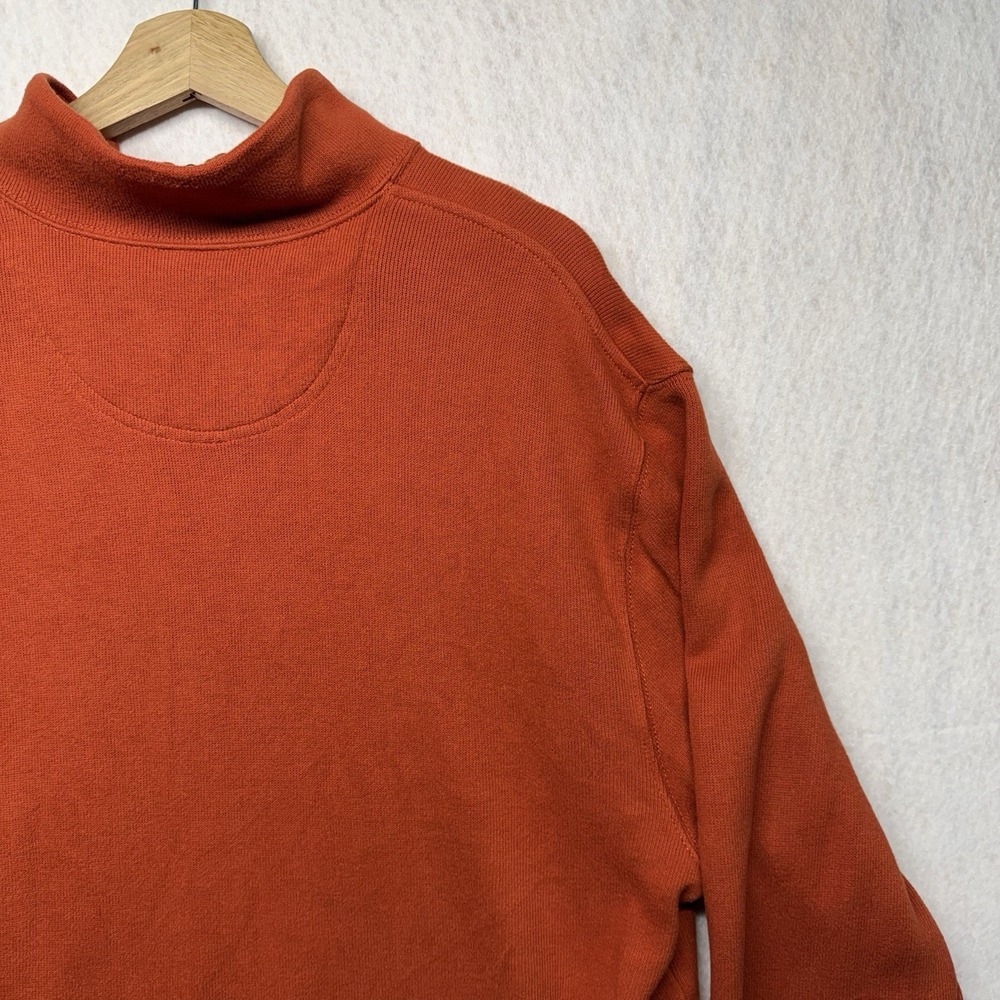 Lands End Mens Large Burnt Orange 100% Cotton Quarter Zip Pullover Sweater - Picture 14 of 14